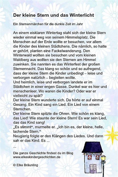 Der Kleine Stern Und Das Winterlicht Elkes Kindergeschichten