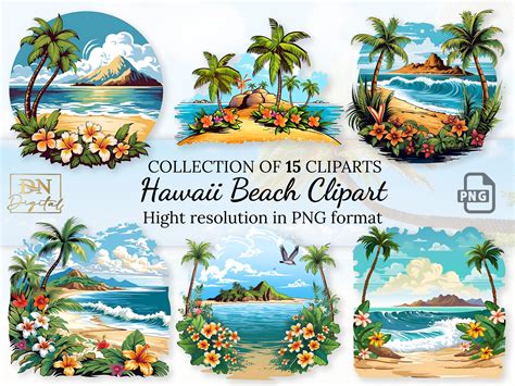 15 Hawaii Beach Clipart Collection With Free Commercial License