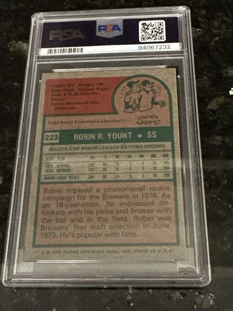 Topps Robin Yount Rookie Rc Brewers Nm Hof Psa Nm Ebay