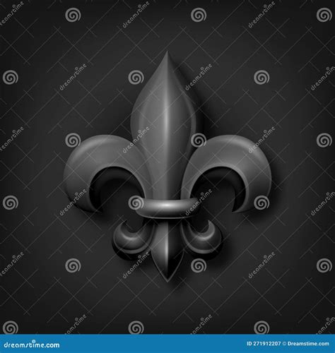 Vector 3d Realistic Black Fleur De Lis Icon Closeup Isolated On Black