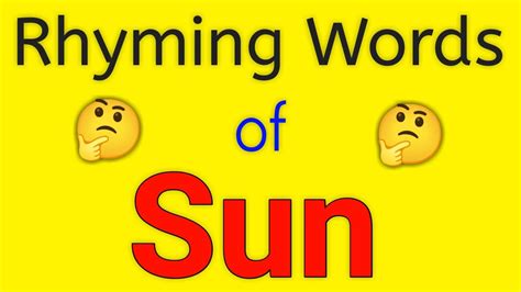 Rhyming Words Of Sun Sun Rhyming Words YouTube