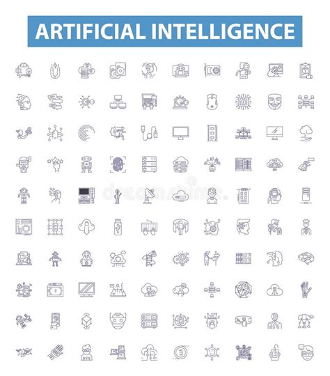 Artificial Intelligence Line Icons Signs Set Ai Robotics Machine