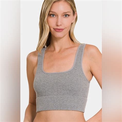 Zenana Outfitters Tops Zenana Ribbed Square Neck Cropped Tank