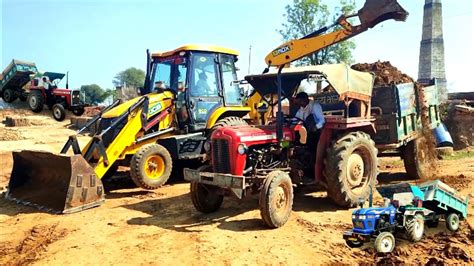 Jcb Dx Eco Backhoe Loader Machine Loading Mud In Trolley Massey