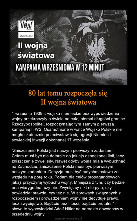 80 lat temu rozpoczęła się II wojna światowa Demotywatory pl