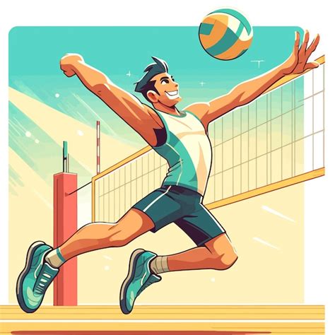 Ilustraci N De Un Atleta De Voleibol Masculino Saltando Para Golpear La