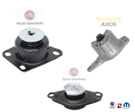 Kit 3 Suportes Coxim Motor Fiat Palio Siena Strada 1 8 8v Zac Peças