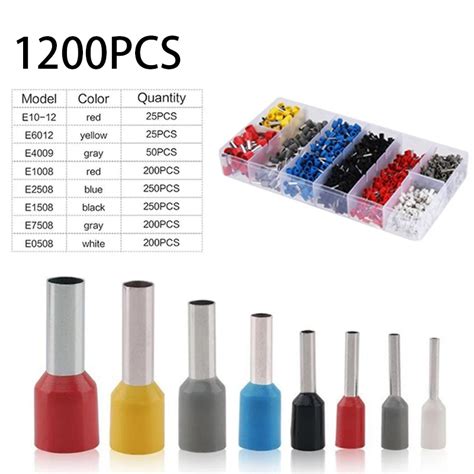 Box 280pcs Crimp Ring Tip Insulated Terminal Block Electric Wire Connector Pin Tube Terminal