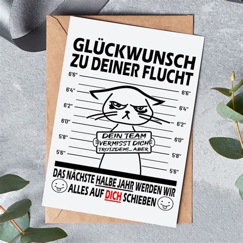 Abschiedskarte Kollege Glückwunsch zu Deiner Flucht Abschiedsgeschenk