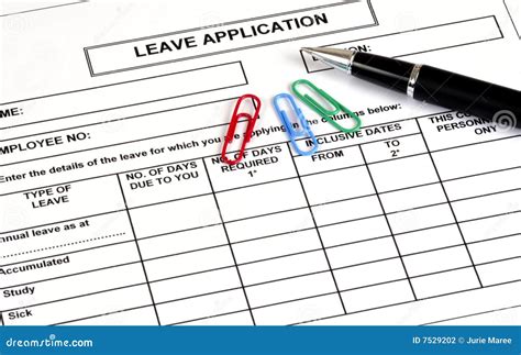 Leave Application Stock Photo Image Of Clips Paper Color 7529202