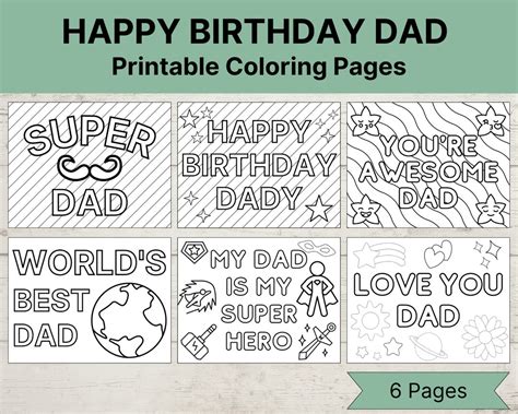 Happy Birthday Dad Printable Coloring Pages Happy Birthday Etsy