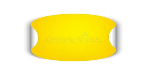 Vector Oval Sticker. Adhesive Symbol. Yellow Paper Tag with Peeling Corner. Isolated Rounded ...