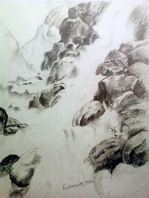 Waterfall Pencil Drawing