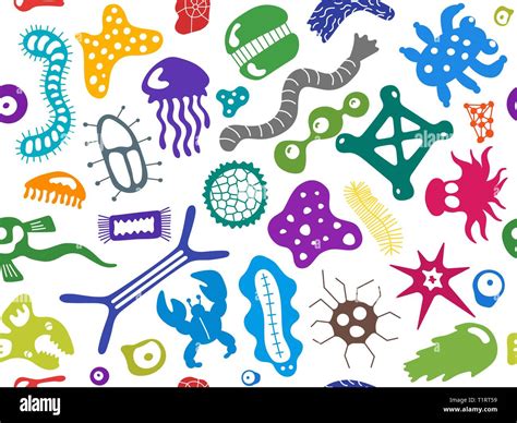 Various Microorganisms Seamless Pattern Backdrop With Infectious Germs