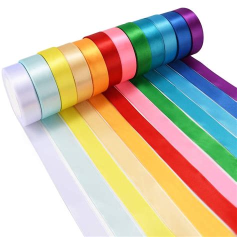 12 Color 300 Yard Satin Ribbon Rolls 12 Rolls 25 Mm Wide Satin Ribbon