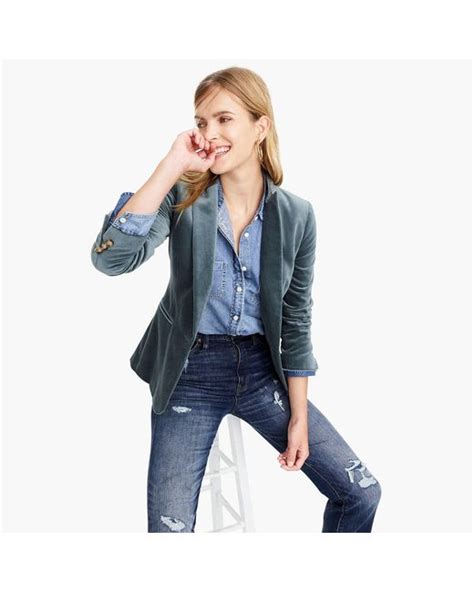 Jcrew Tall Parke Blazer In Velvet In Green Lyst