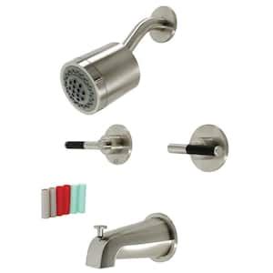 Flg Double Handle Spray Tub And Shower Faucet Gpm Dual Head Wall