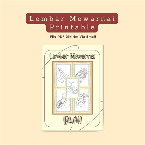 Jual Lembar Mewarnai Gambar Buah Untuk Anak Anak Printable Siap Cetak