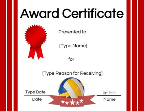 Free Volleyball Certificate Edit Online And Print At Home