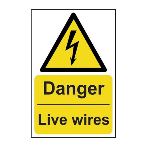 Centurion Danger Live Wires Sign Self Adhesive Vinyl 200mm X 300mm