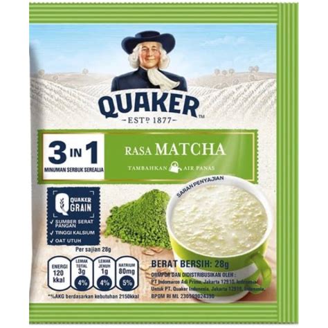 Quaker Oat Cereal Drink 3in1 Matcha Green Tea 1 Sachet Shopee Malaysia