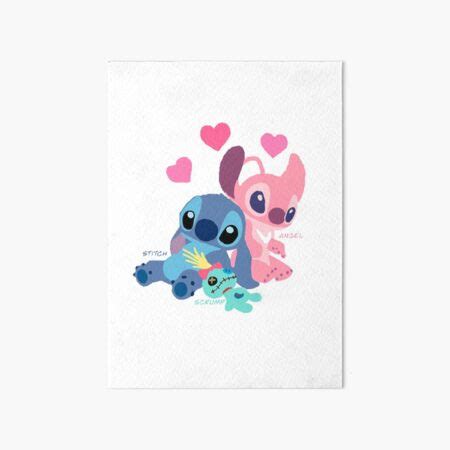 Disney Stitch Angel And Scrump Art Board Print For Sale By