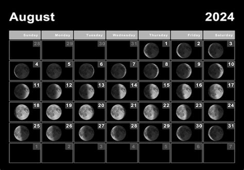 Agosto Calendario Lunar Ciclos Lunares Fases Lunares Foto Premium