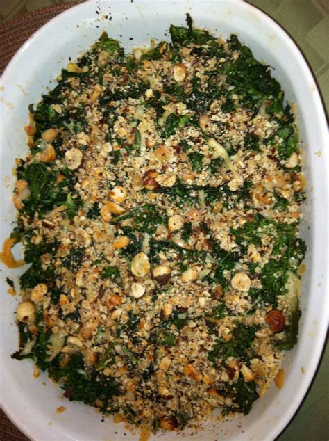 Baked Kale Casserole with Go Veggie shredded cheese & roasted hazelnuts - yummy!! Roasted ...