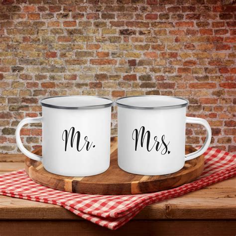 Mr And Mrs Mug Custom Tin Mug Rustic Wedding Mug Engagement Etsy