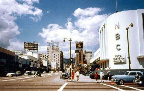 Corner of Sunset Blvd and Vine St, Hollywood, mid-1950s