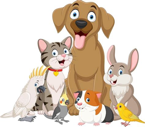 Premium Vector Cute Cartoon Pets Collection Set