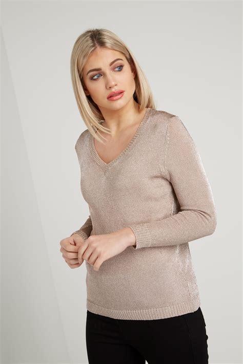 Metallic Knitted Jumper In Pink Roman Originals Uk