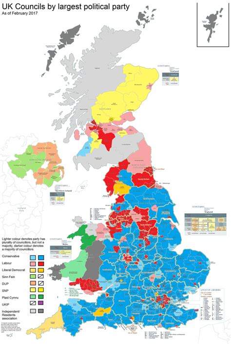 UK District Councils and Council Areas by largest political party : r/MapFans