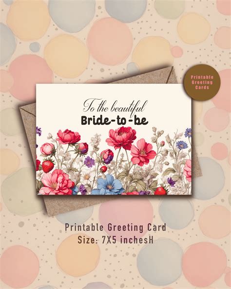 Printable Bridal Shower Card To The Beautiful Bride To Be Card