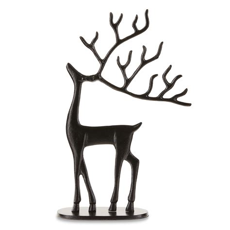 Metal Casted Reindeer Tabletop Décor Black Finish 16 in by Holiday