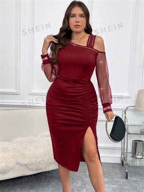 Shein Clasi Robe Grande Taille Avec Encolure Asym Trique Panneau En