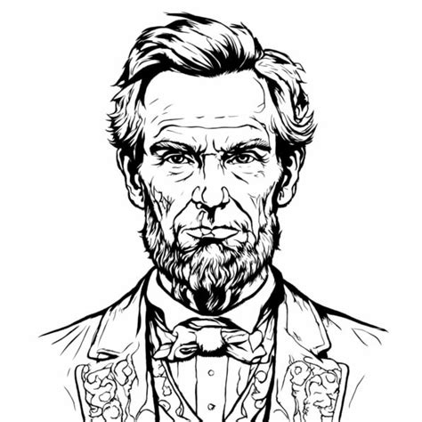 Descarga Dibujo De Abraham Lincoln Retrato En Blanco Y Negro Coloring