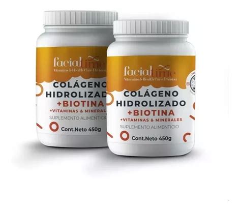 Kit 2 Colágeno Hidrolizado Más Biotina 450g C u Sabor Natural Facial