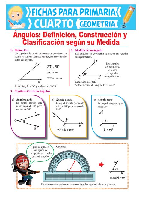 Ejercicios De Ngulos Para Cuarto De Primaria Definici N Un Ngulo