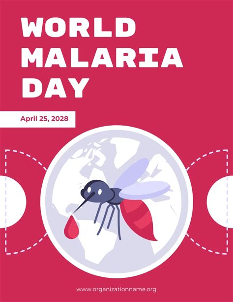 Dark Pink And White Simple Illustration World Malaria Day Poster Venngage