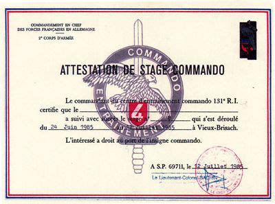 French Foreign Legion Commando Certificate