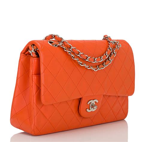 Chanel Vintage Orange Lambskin Large Classic Double Flap Bag At 1stdibs