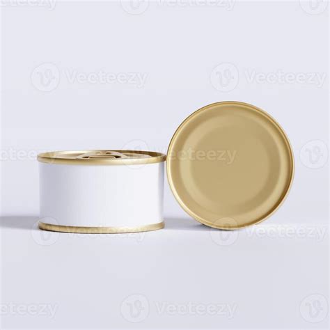 White Blank Tin Can Gold Metal Tin Can With Key Canned Food Isolated