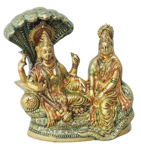 Brass God Vishnu Lakshmi Statue Idol Narayan Laxmi Figurine Sculpture