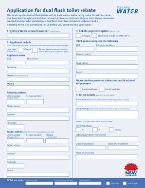 Fillable Online Application For Dual Flush Toilet Rebate Fax Email