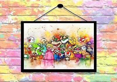 BUY 2 GET 1 FREE SUPER MARIO SMASH BROS Watercolour Print Wall Art