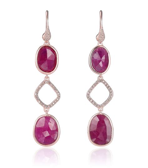 Monica Vinader Riva Precious Ruby Cocktail Earrings in Pink | Lyst