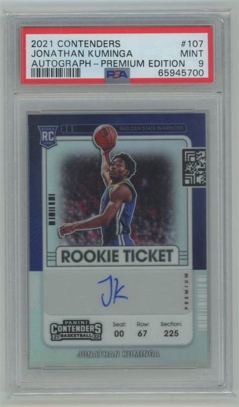 PSA9 MINT Jonathan Kuminga 2021 22 Panini Contenders Rookie Ticket RC