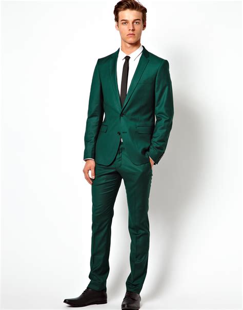 Lyst Asos Selected Skinny Fit Suit Pants In Green For Men