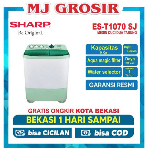 Jual MESIN CUCI SHARP EST 1070 SJ 9 KG 2 TABUNG EST1070 9 KG AQUAMAGIC